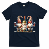 Christmas Wine Santa Gnomes For Xmas Holiday Cheer T-Shirt - Navy Blue
