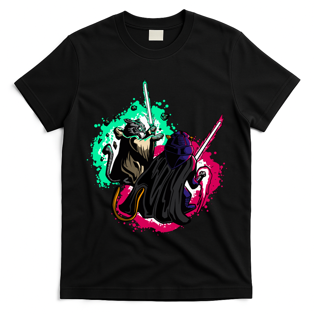 Cat Wars Light Swords Star Cats Funny T-Shirt