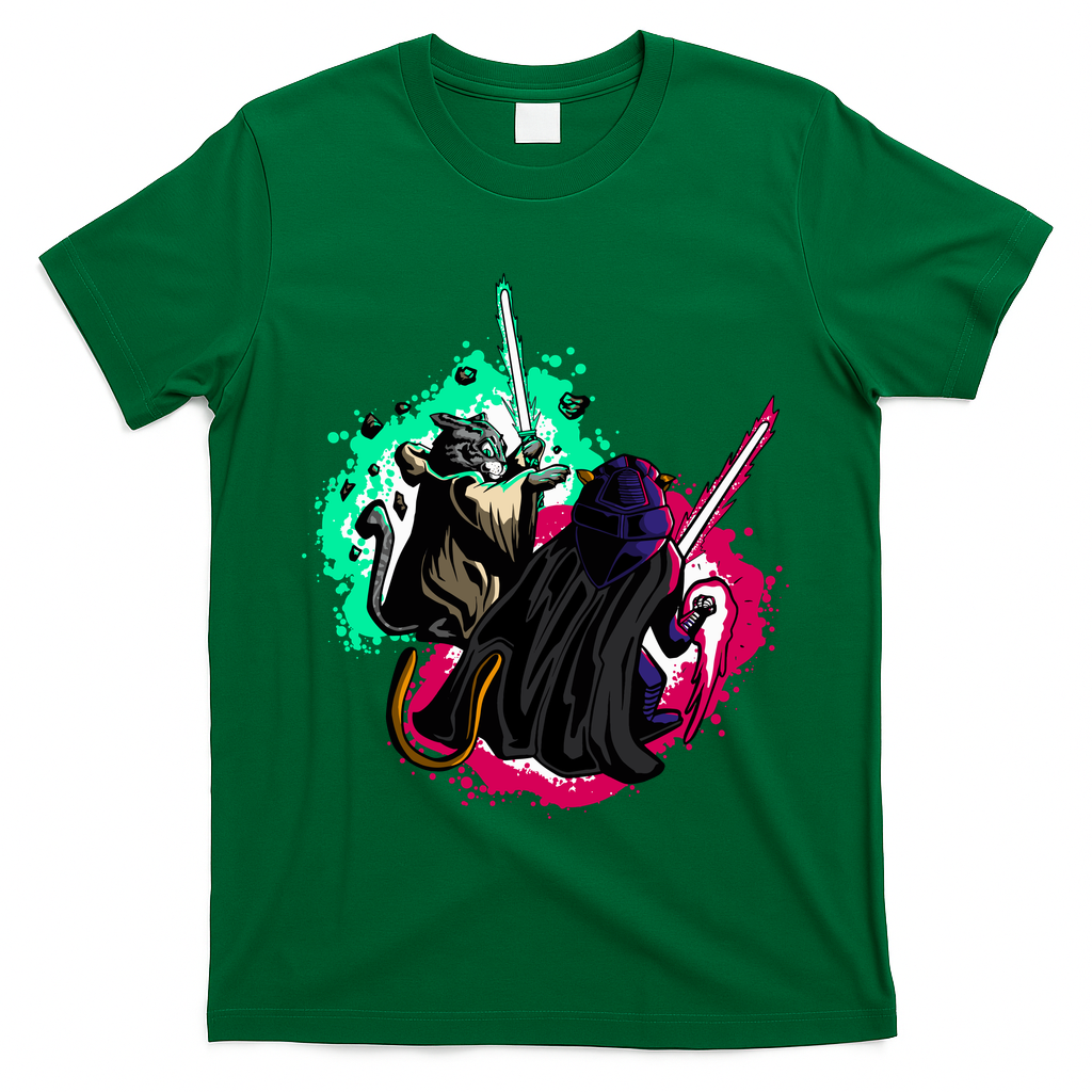 Cat Wars Light Swords Star Cats Funny T-Shirt