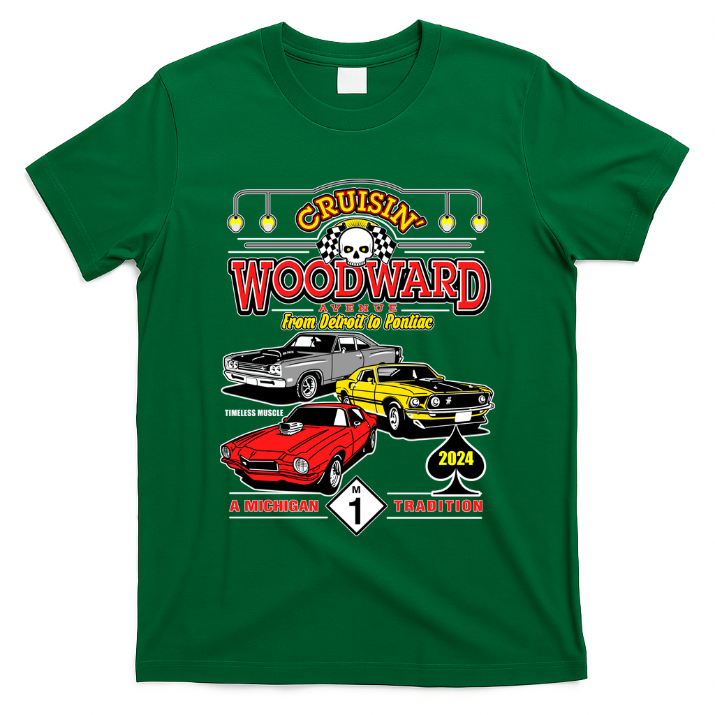 Crusin Woodward Woodward Ave Detroit To Pontiac A Michigan Tradition 2024 T-Shirt