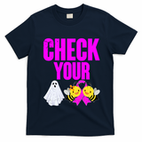 Check Your Boo Bees Breast Cancer Halloween Cute T-Shirt - Navy Blue