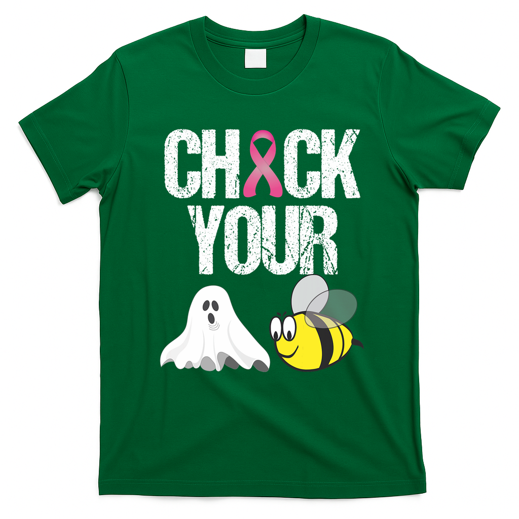 Check Your Boo Bees Funny Breast Cancer Halloween Gift T-Shirt - Irish Green