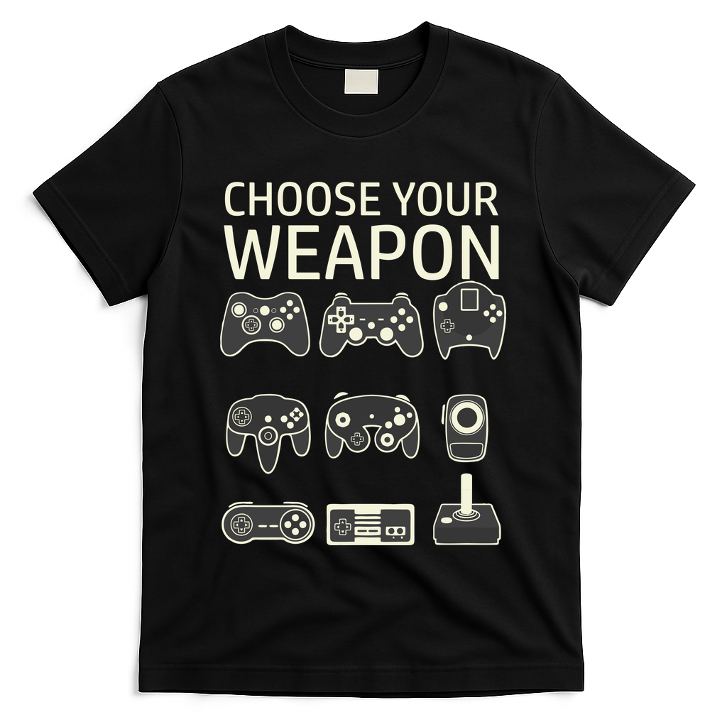 Choose Your Weapon Gaming Controllers Console Gamer Funny T-Shirt