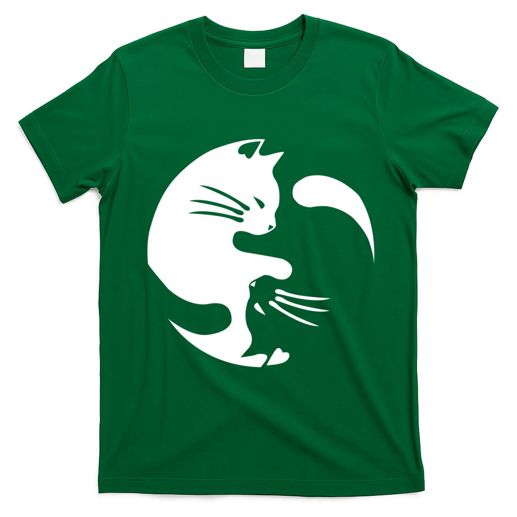 Cat Yin Yang Peace Loving Interconnected Great Gift Idea Meaningful Gift T-Shirt - Irish Green