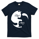 Cat Yin Yang Peace Loving Interconnected Great Gift Idea Meaningful Gift T-Shirt - Navy Blue