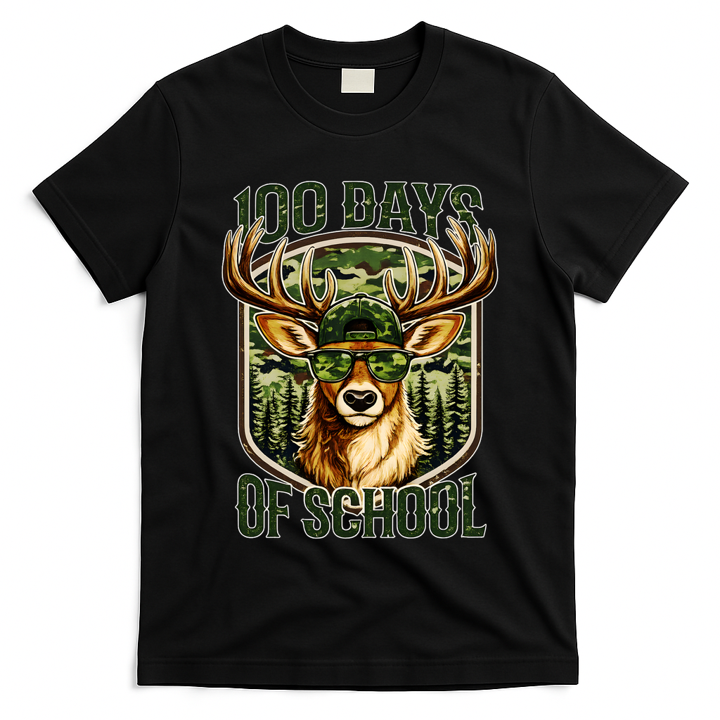 Deer 100 Days Of School Student Teacher 100th Day T-Shirt