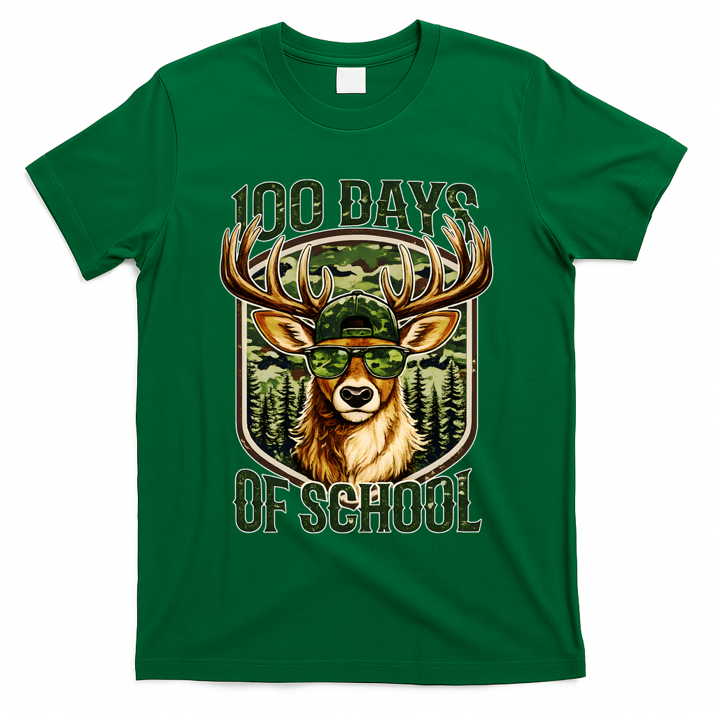 Deer 100 Days Of School Student Teacher 100th Day T-Shirt