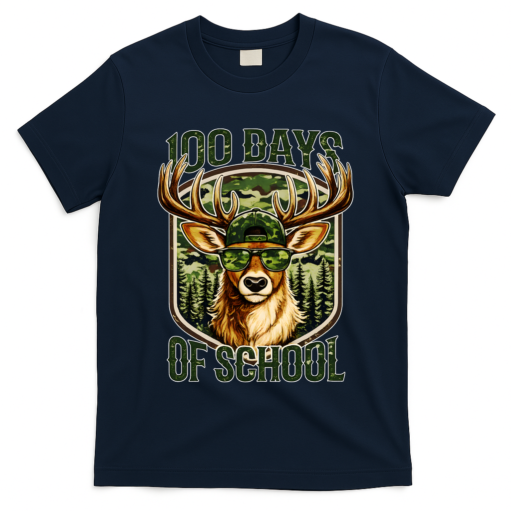 Deer 100 Days Of School Student Teacher 100th Day T-Shirt