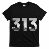 Detroit 313 Area Code Skyline Michigan Vintage T-Shirt