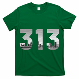 Detroit 313 Area Code Skyline Michigan Vintage T-Shirt