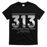 Detroit 313 Area Code Skyline Michigan T-Shirt