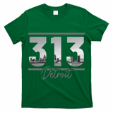 Detroit 313 Area Code Skyline Michigan T-Shirt
