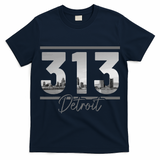 Detroit 313 Area Code Skyline Michigan T-Shirt