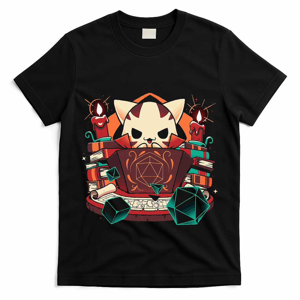 Dungeon And Cats Tabletop Gaming Role Player T-Shirt