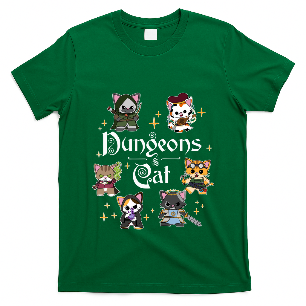 Dungeons And Cats Dungeon Master Cat Throwing Dice T-Shirt
