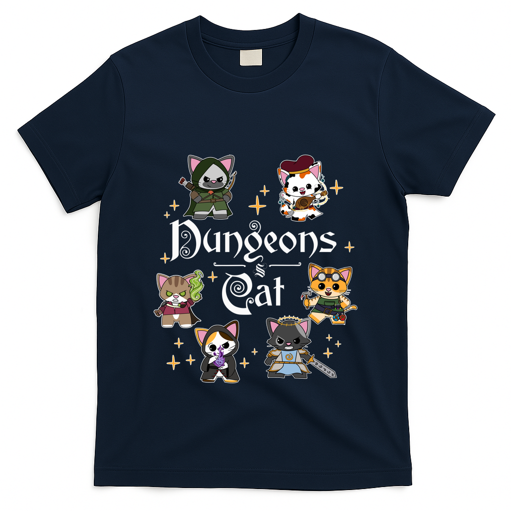 Dungeons And Cats Dungeon Master Cat Throwing Dice T-Shirt