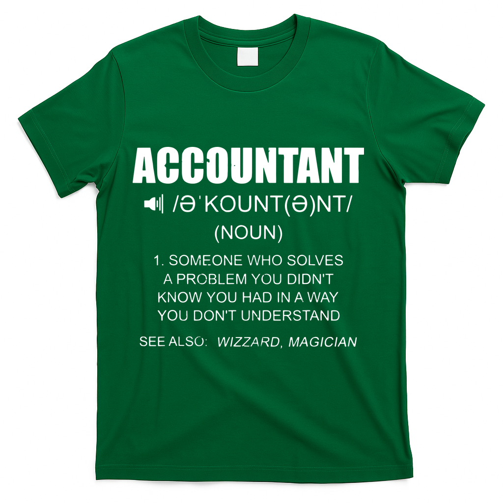 Definition Accountant Funny CPA Gift Taxation Audit Taxes T-Shirt - Green