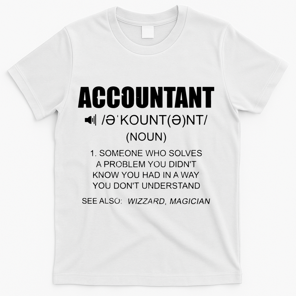 Definition Accountant Funny CPA Gift Taxation Audit Taxes T-Shirt - White