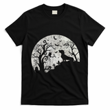 Dachshund And Moon Halloween Dachshund Lovers Pet Owner T-Shirt - Black