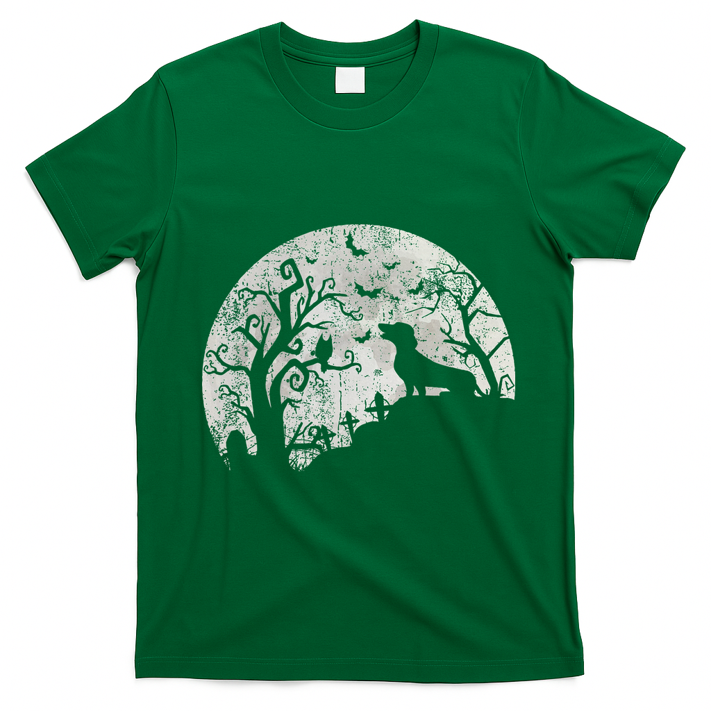 Dachshund And Moon Halloween Dachshund Lovers Pet Owner T-Shirt - Irish Green