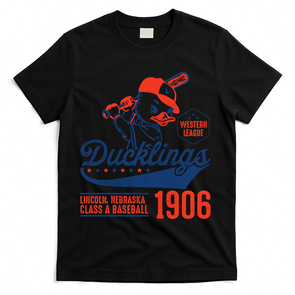 Ducklings Baseball 1906 Vintage Team T-Shirt - Black