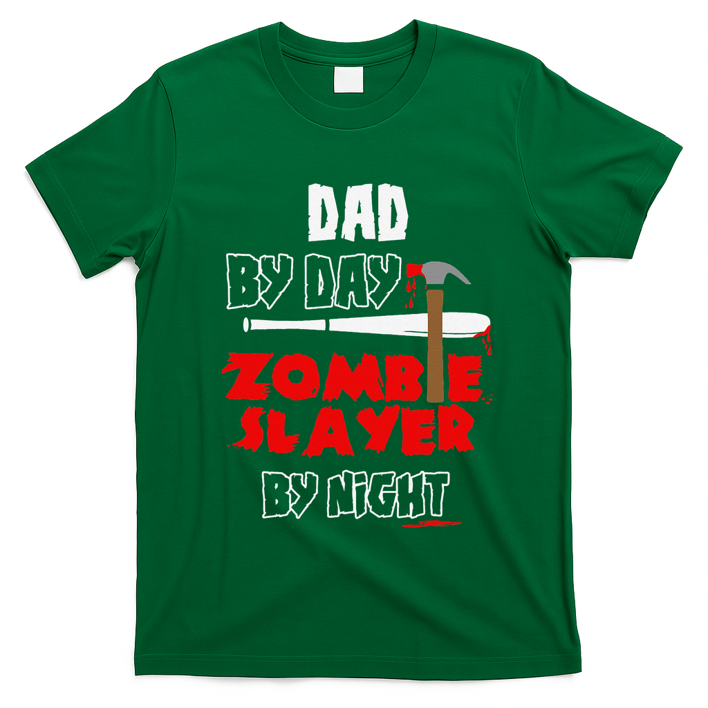 Dad By Day Zombie Slayer By Night Halloween Costume T-Shirt - Irish Green