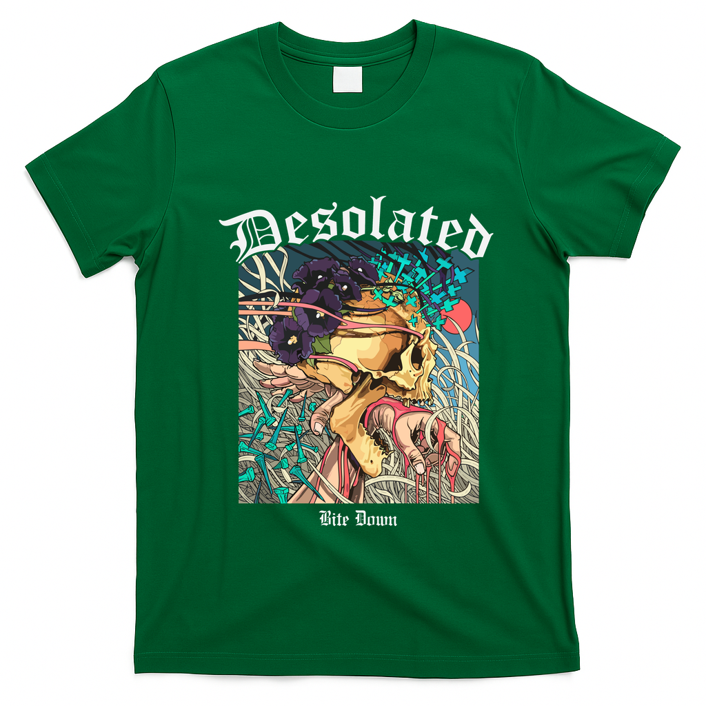 Desolated Bite Down Artwork T-Shirt - Irish Green