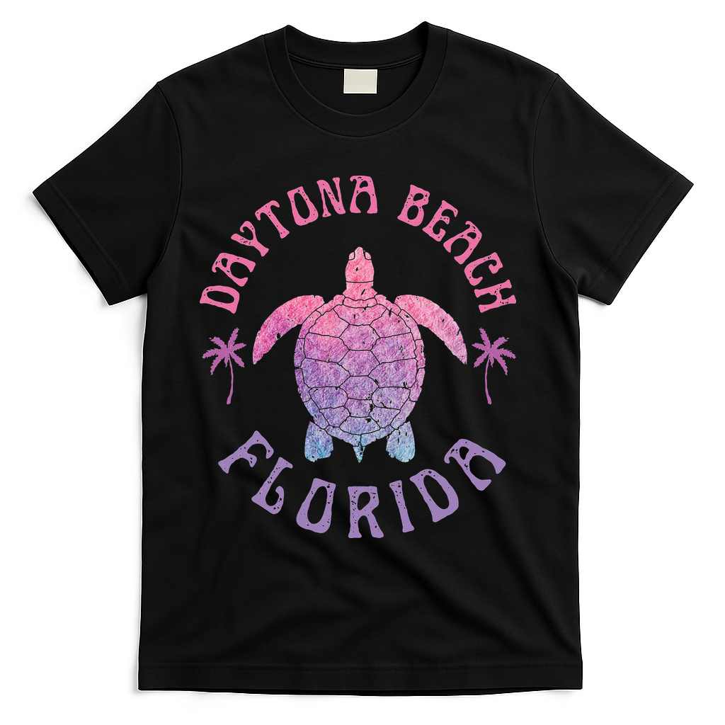Daytona Beach Florida Sea Turtle Summer Vacation T-Shirt - Black