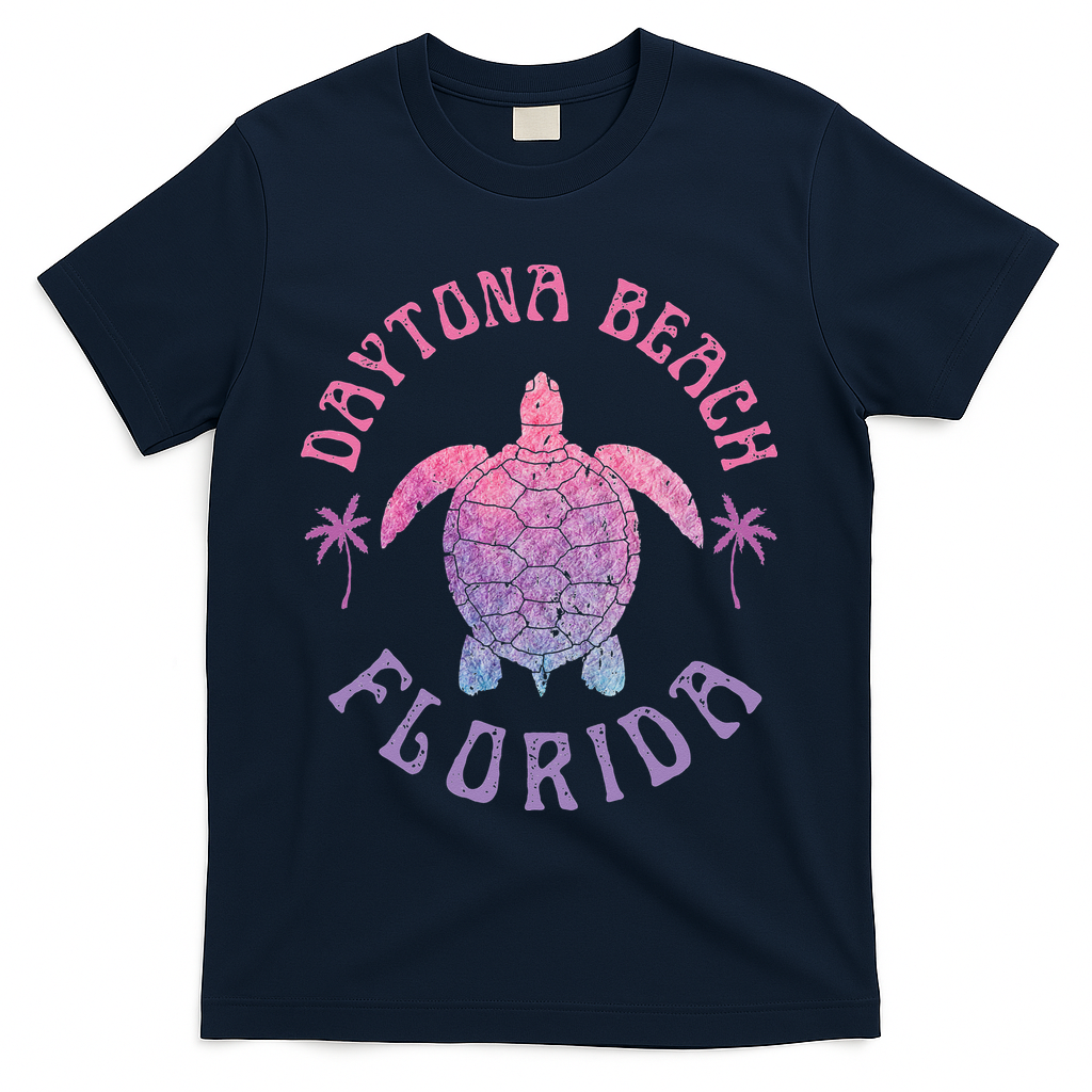 Daytona Beach Florida Sea Turtle Summer Vacation T-Shirt - Navy