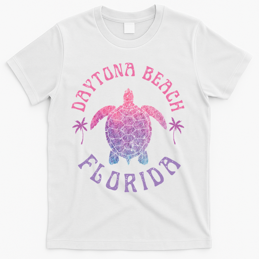 Daytona Beach Florida Sea Turtle Summer Vacation T-Shirt - White