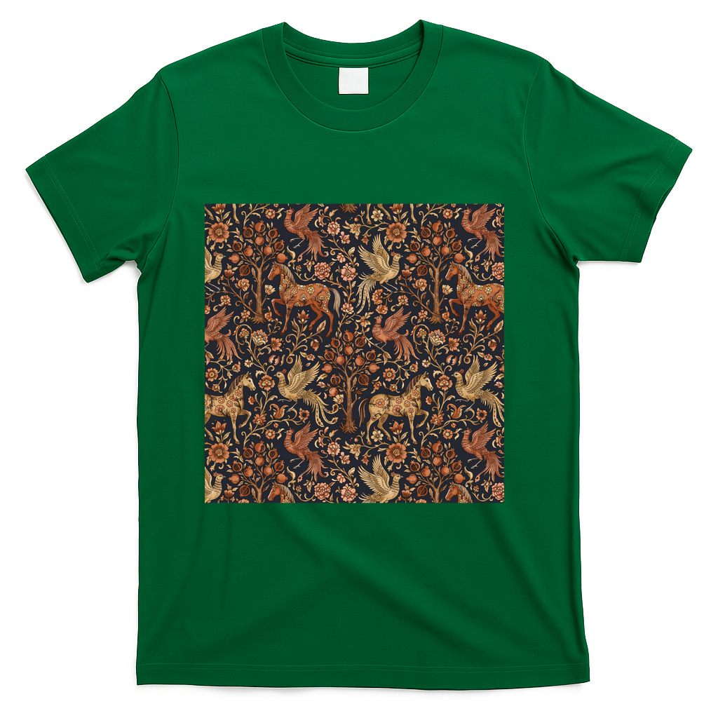 Dark Botanical Horse Garden - Green