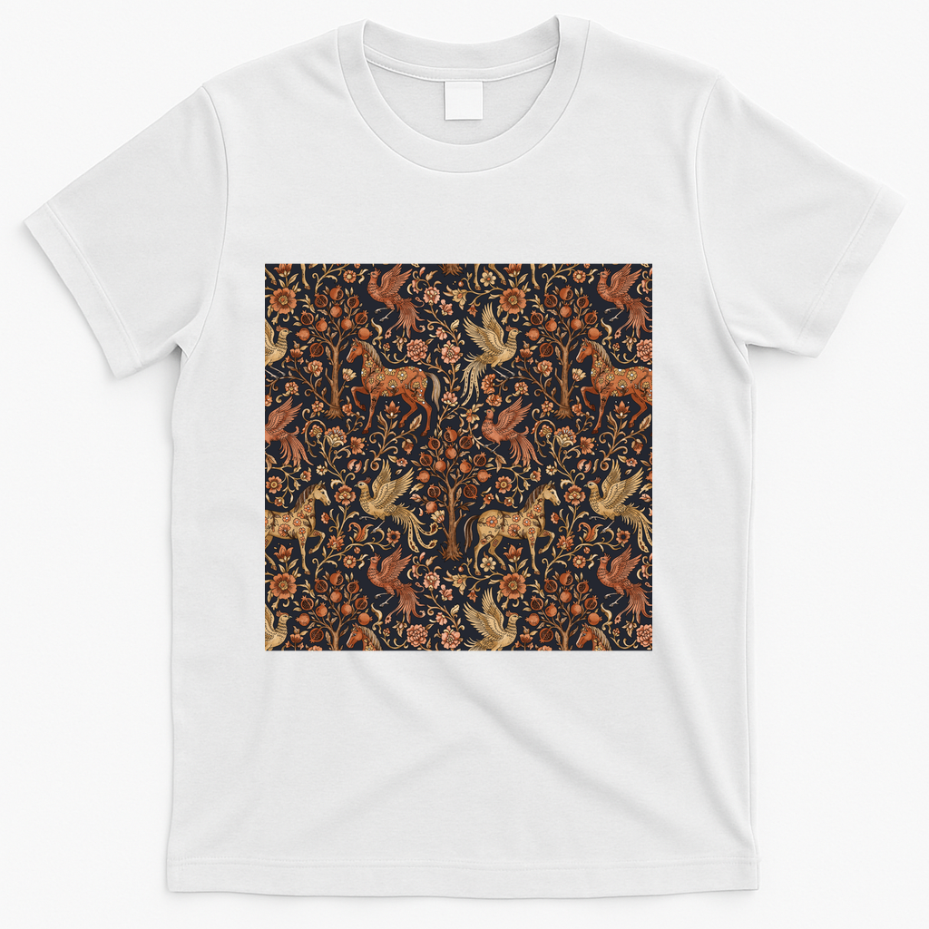 Dark Botanical Horse Garden - White