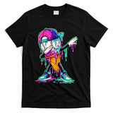 Dripping Baseball Ice Cream Drip Cone T-Shirt - Black