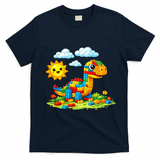 Dinosaur Brick Master Builder Block Building Builder T-Shirt - Navy Blue