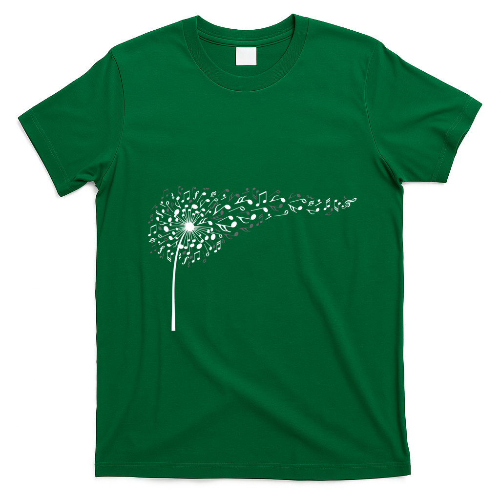 Dandelion Blowing Music Notes Cute Christmas Gift Great Gift T-Shirt - Irish Green