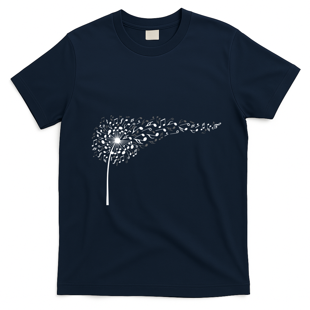 Dandelion Blowing Music Notes Cute Christmas Gift Great Gift T-Shirt - Navy Blue