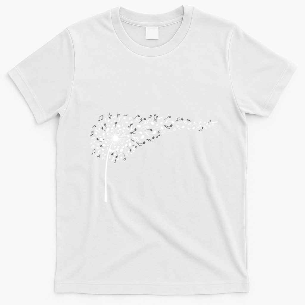 Dandelion Blowing Music Notes Cute Christmas Gift Great Gift T-Shirt - White