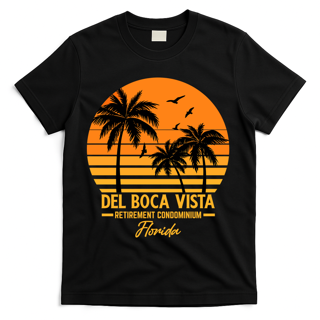 Del Boca Vista Retirement Condominium Florida T-Shirt - Black