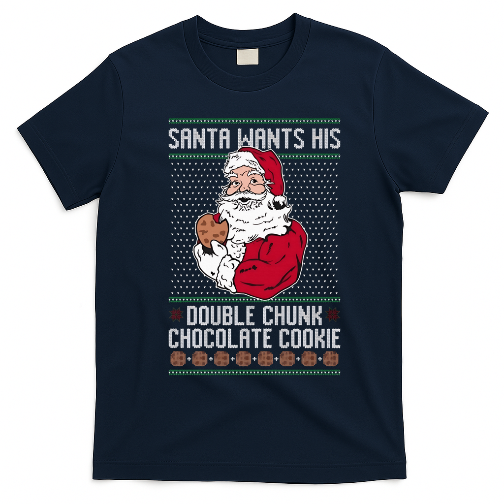 Double Chunk Chocolate Cookie Ugly T-Shirt - Navy Blue