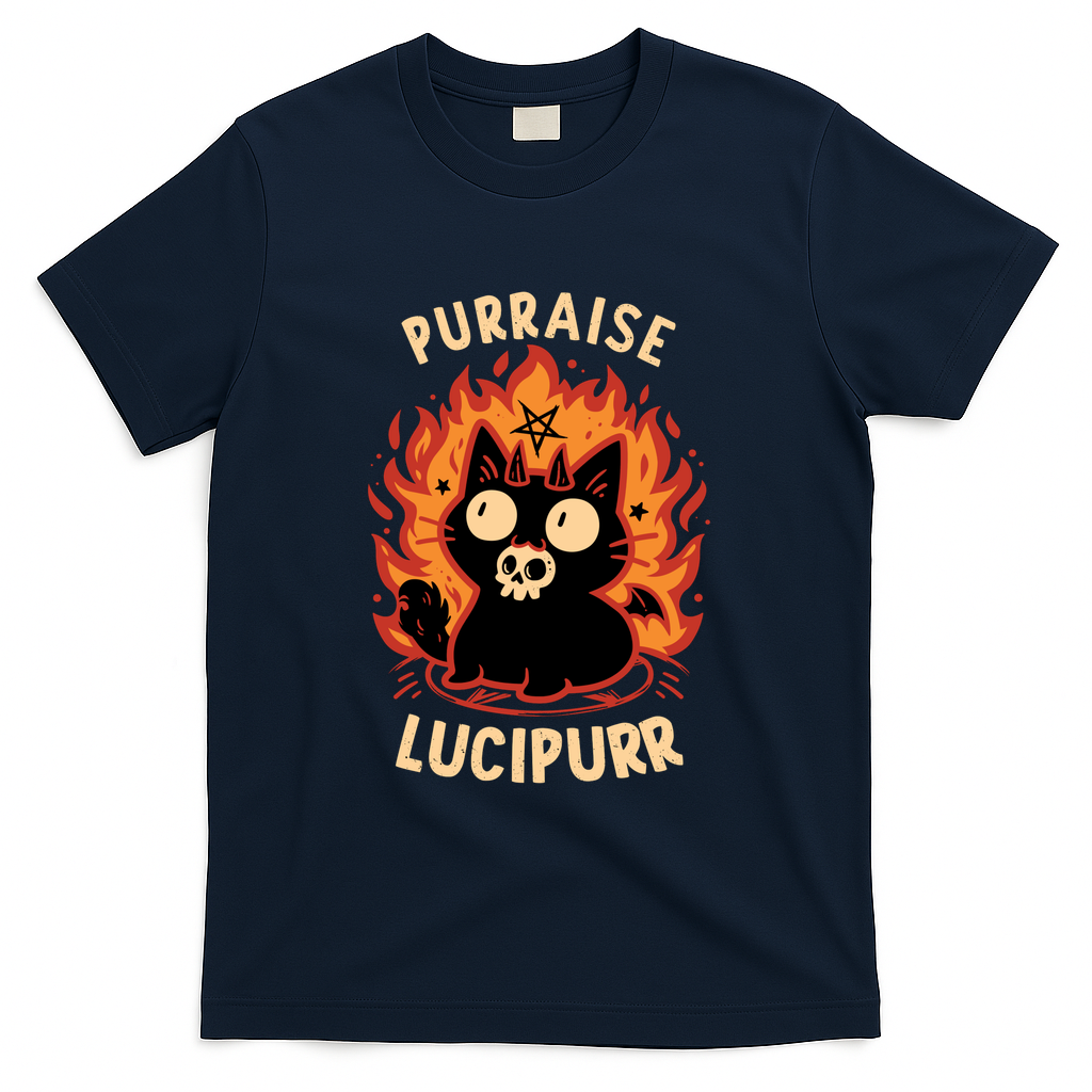Demon Cat Lucipurr - Funny Gothic Kitten - Navy