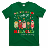 Delivering Cutest Miracles Labor & Delivery Nurse Christmas T-Shirt - Irish Green