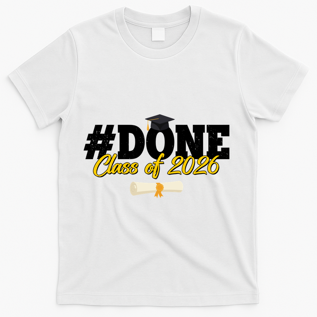 #Done Class Of 2026 Senior Grad Graduation T-Shirt - White