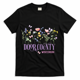Door County Wisconsin Wildflowers Summer Vacation Souvenir Gift T-Shirt - Black