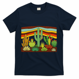 Desert Cactus Western Retro T-Shirt - Navy
