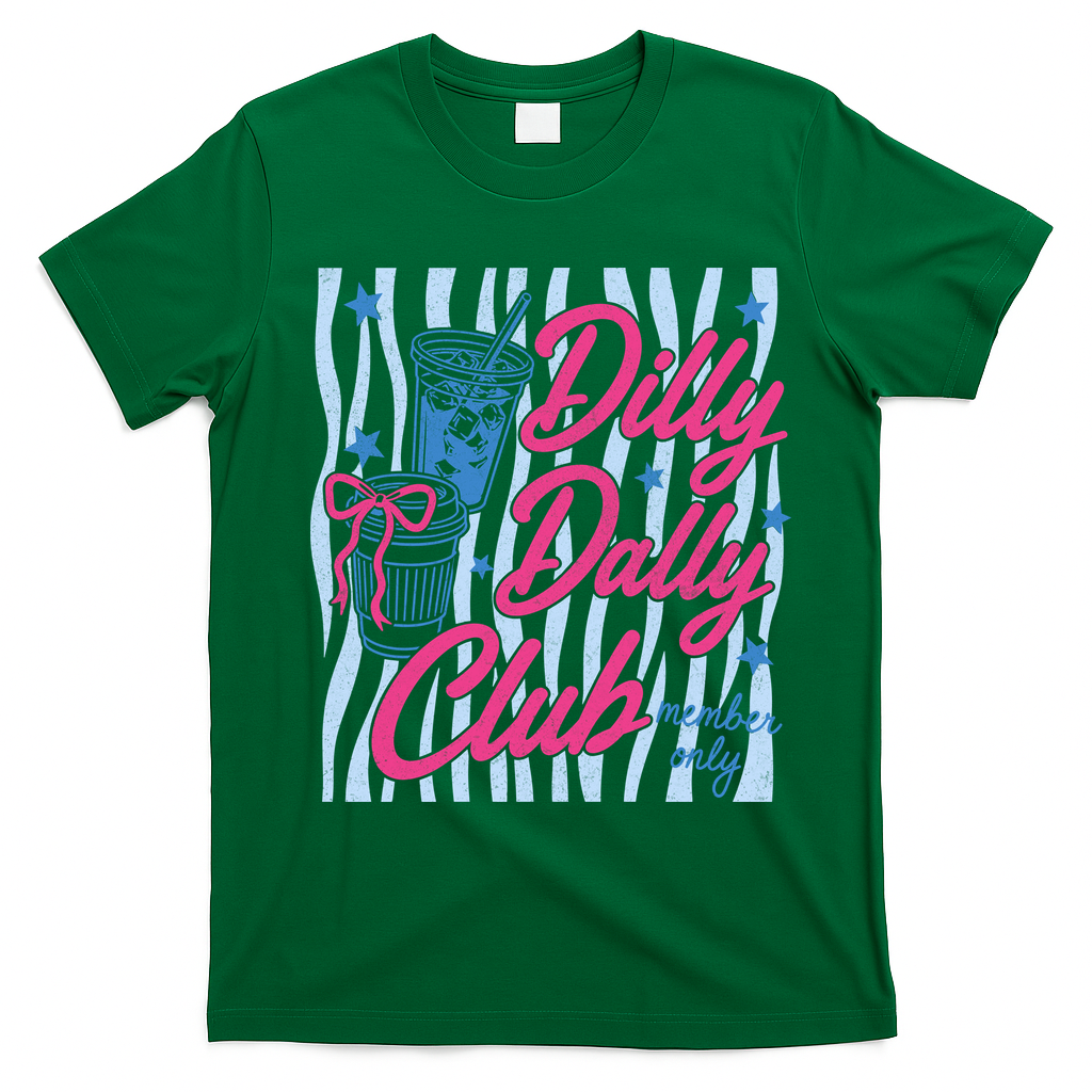 Dilly Dally Club Membership Retro T-Shirt - Irish Green