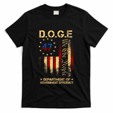 Doge D.O.G.E Department Of Government Efficiency America Flag Design T-Shirt - Black
