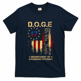 Doge D.O.G.E Department Of Government Efficiency America Flag Design T-Shirt - Navy