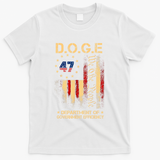 Doge D.O.G.E Department Of Government Efficiency America Flag Design T-Shirt - White