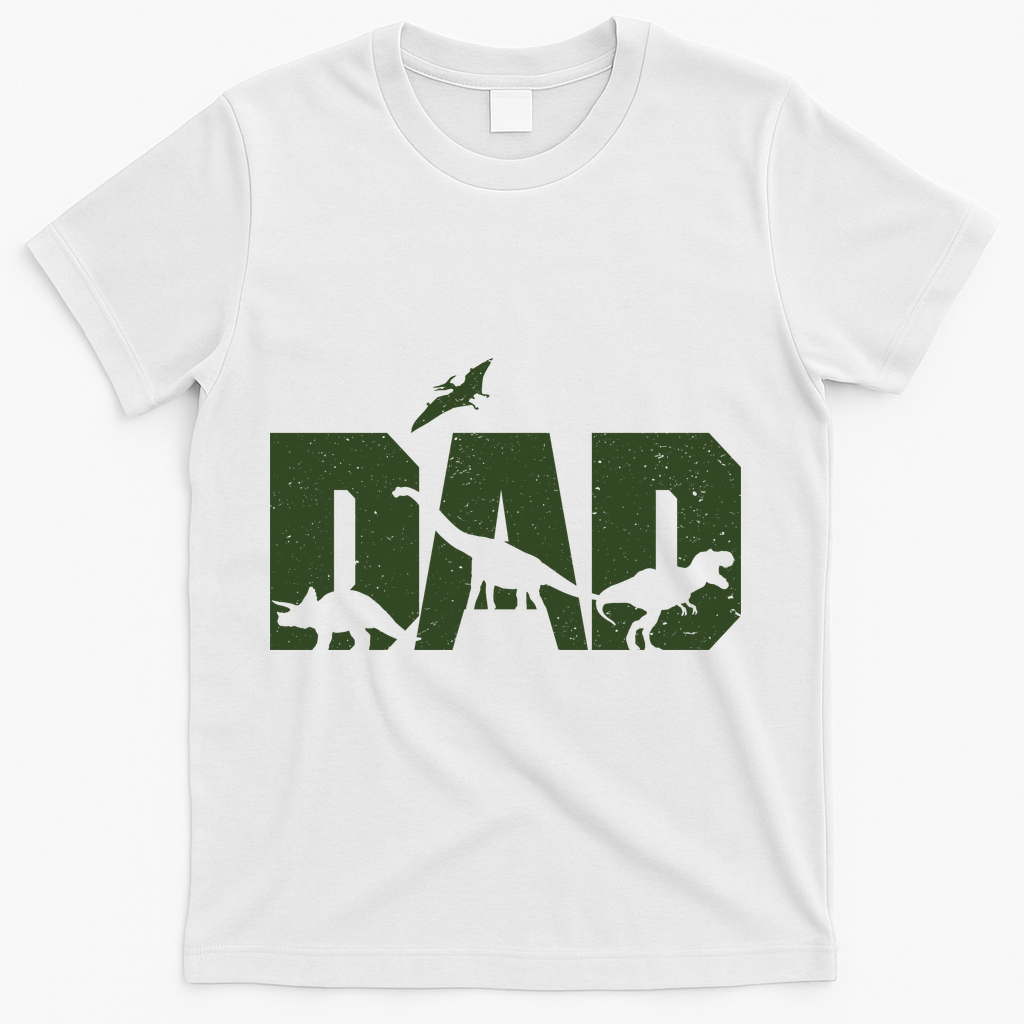 Dinosaur Dad Father's Day T-Shirt - White