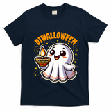 Diwalloween Diwali Halloween Fun Boo Ghost Lantern Deepavali T-Shirt - Navy Blue